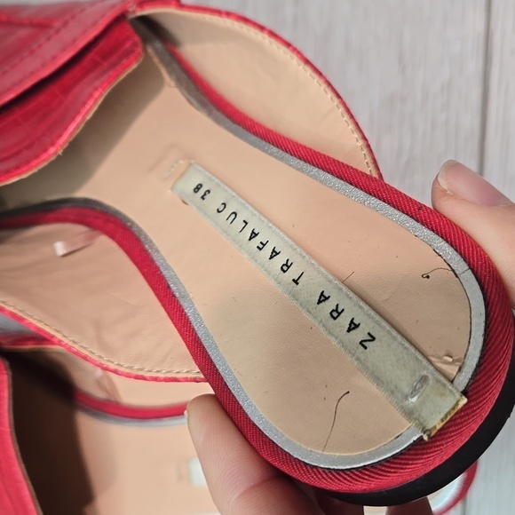 Zara Women Trafaluc Leather Square Toe flats mule shoes sz 38/8 - Picture 6 of 11
